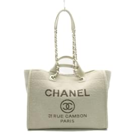 Chanel-Sacola de compras média A de Deauville66941 b06387 NE261-Branco