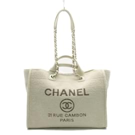 Chanel-Mittlere Deauville-Einkaufstasche A66941 b06387 NE261-Weiß