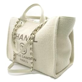 Chanel-Sacola de compras média A de Deauville66941 b06387 NE261-Branco