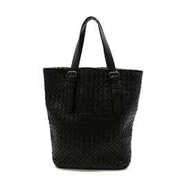 Bottega Veneta-Intrecciato Leather Vertical Tote-Black