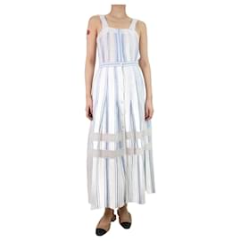 Autre Marque-Blue and white lace-trimmed striped dress - size S-Blue