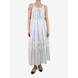 Autre Marque-Blue and white lace-trimmed striped dress - size S-Blue