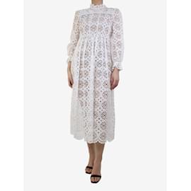 Diane Von Furstenberg-White lace midi dress - size UK 8-White