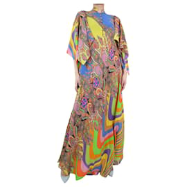 Etro-Maxi abito in seta con stampa multi paisley - taglia UK 8-Multicolore