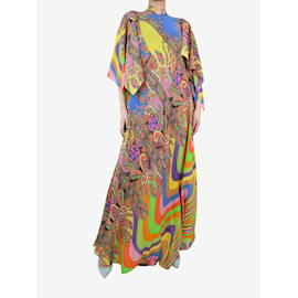 Etro-Vestido largo de seda con estampado paisley multicolor - talla UK 8-Multicolor
