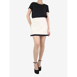 Miu Miu-Cream contrast-trimmed mini skirt - size UK 10-Cream