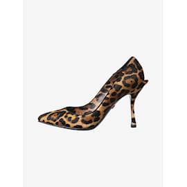 Dolce & Gabbana-Zapatos de salón con estampado de leopardo en pelo de becerro marrón - talla UE 37-Castaño