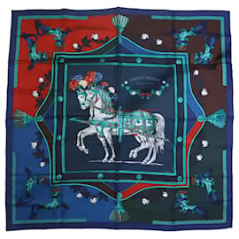 Hermès-Lenço de seda cavalo azul-Azul