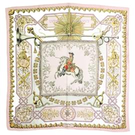 Hermès-Foulard cheval en soie rose clair-Rose