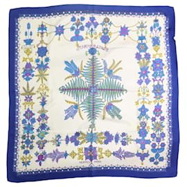 Hermès-Blue silk floral scarf-Blue