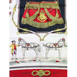 Hermès-Foulard chevaux en soie blanche-Blanc