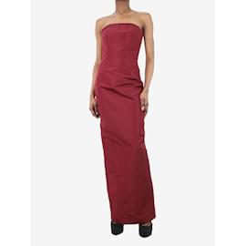 Autre Marque-Burgundy silk strapless midi dress - size US 2-Dark red
