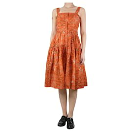 Ulla Johnson-Orangefarbenes, mit Blumenmuster bedrucktes Trägerkleid – Größe UK 8-Orange