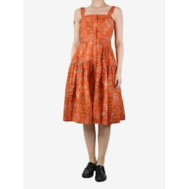 Ulla Johnson-Vestido laranja com alças estampadas florais - tamanho UK 8-Laranja