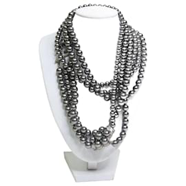 Chanel-Silberne Perlenkette-Silber