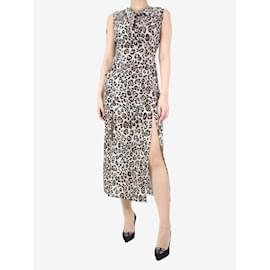 Autre Marque-Vestido de seda con estampado de leopardo marrón - talla UK 6-Castaño