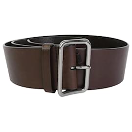 Jil Sander-Brown leather belt with silver buckle-Other