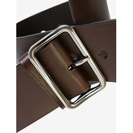 Jil Sander-Cinturón de piel marrón con hebilla plateada.-Otro
