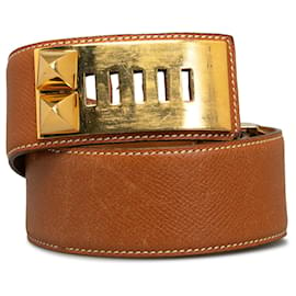Hermès-Cinturón Hermes Brown Collier de Chien-Castaño