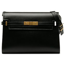 Bolsa de ombro média preta Saint Laurent Manhattan Preto