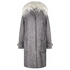 Chanel-12K$ París / Abrigo de tweed Dallas Runway-Negro