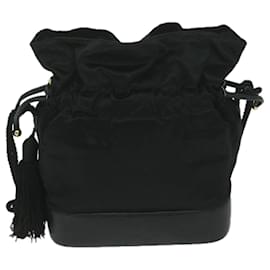 Gucci-GUCCI Purse Shoulder Bag Satin Black Auth ai721-Black
