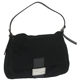 Fendi-FENDI Mamma Baguette Shoulder Bag Felt Black 2348 26325 099 Auth ep2866-Black