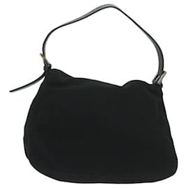 Fendi-FENDI Mamma Baguette Shoulder Bag Felt Black 2348 26325 099 Auth ep2866-Black