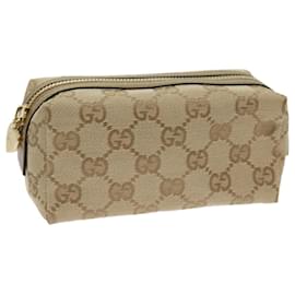 Gucci-GUCCI GG Canvas Pouch Beige 153228 Auth bs11419-Beige