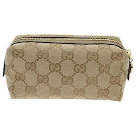 Gucci-GUCCI GG Canvas Pouch Beige 153228 Auth bs11419-Beige