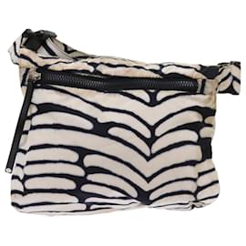 Chanel-CHANEL Shoulder Bag Nylon White Black CC Auth 63629-Black,White
