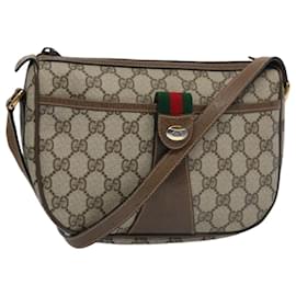 Gucci-GUCCI GG Supreme Web Sherry Line Shoulder Bag Beige Red 89 02 032 auth 63678-Red,Beige