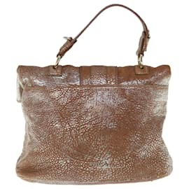 Bulgari-BVLGARI Hand Bag Leather Brown Auth bs11381-Brown