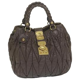 Miu Miu-Miu Miu Materasse Hand Bag Leather Brown Auth bs11436-Brown