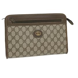 Gucci-GUCCI Ineinandergreifende GG Supreme Clutch Bag Beige 014 115 6063 Auth ki3996-Beige