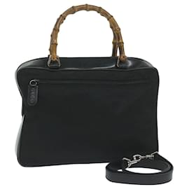 Gucci-GUCCI Bamboo Hand Bag Nylon Black 000 0538 Auth ep2884-Black