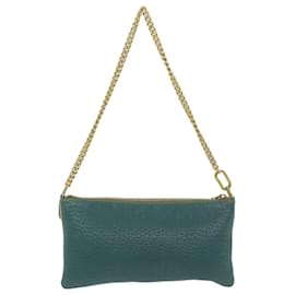 Chloé-Chloe Chain Pouch Leather Green Auth 63662-Green