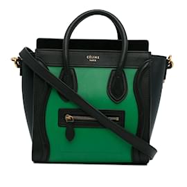 Céline-Bolsa de bagagem verde Celine Nano Bicolor-Verde