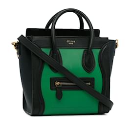 Céline-Bolsa de bagagem verde Celine Nano Bicolor-Verde
