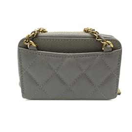 Chanel-Gray Chanel Quilted Caviar Leather Coin Purse Crossbody Bag-Other