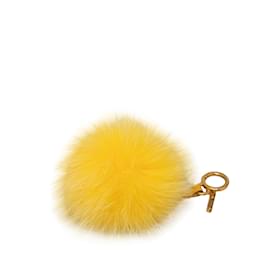 Fendi-Yellow Fendi Fur Pom-Pom Bag Charm-Yellow