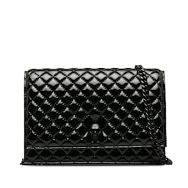 Alexander Mcqueen-Black Alexander McQueen Patent Skull Flap Crossbody Bag-Black