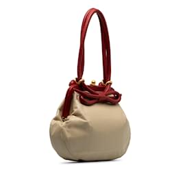 Chanel-Beige Chanel Perforated Bow Frame Handbag-Beige
