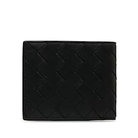 Bottega Veneta-Black Bottega Veneta Intrecciato Bi-fold Wallet-Black