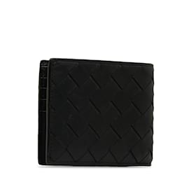 Bottega Veneta-Black Bottega Veneta Intrecciato Bi-fold Wallet-Black