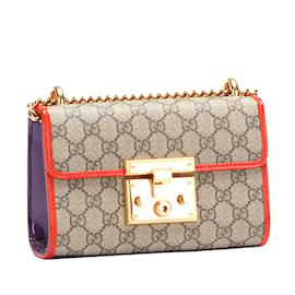 Gucci-Brown Gucci GG Supreme Padlock Crossbody Bag-Brown