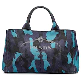 Prada-Blue Prada Canapa Camouflage Tote-Blue