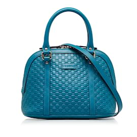 Gucci-Bolso satchel Gucci Mini Microguccissima Dome azul-Azul