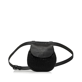 Bottega Veneta-Black Bottega Veneta Intrecciato Flap Belt Bag-Black