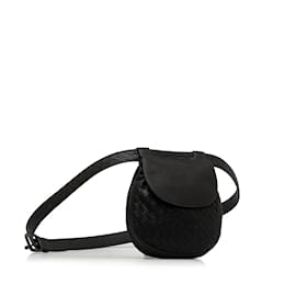 Bottega Veneta-Black Bottega Veneta Intrecciato Flap Belt Bag-Black